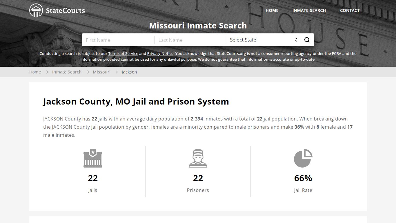Jackson County, MO Inmate Search - StateCourts
